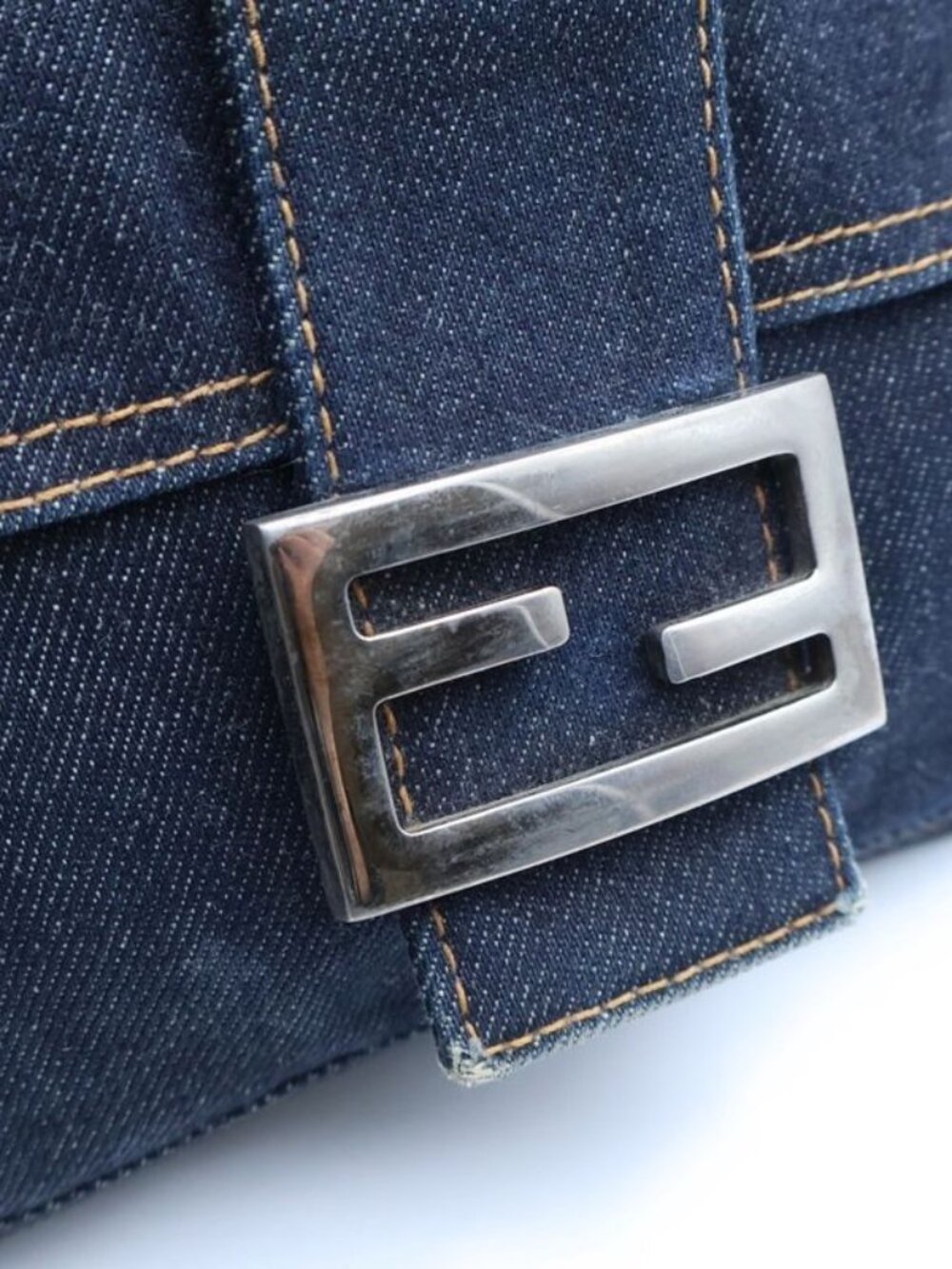 ★SOLD★ Fendi Mamma Bucket Shoulder Bag Denim Indigo Blue Silver - Picture 5 of 6